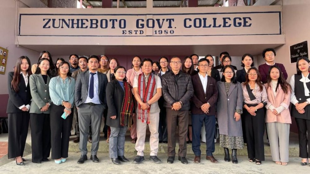 Academic and Administrative Audit team and others during their visit to Zunheboto Government College on April 14.
